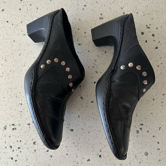 Josef Seibel Women’s Black Leather Western Studs Heels Slip On Mule Clog Size 36 - Picture 3 of 13